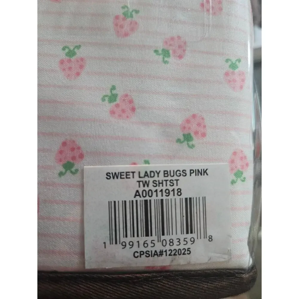 Laura Ashley kids striped sweet lady bugs 3 piece twin sheet set NWT